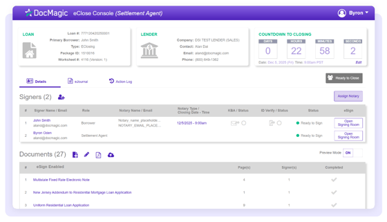 eClose Console Settlement Agent